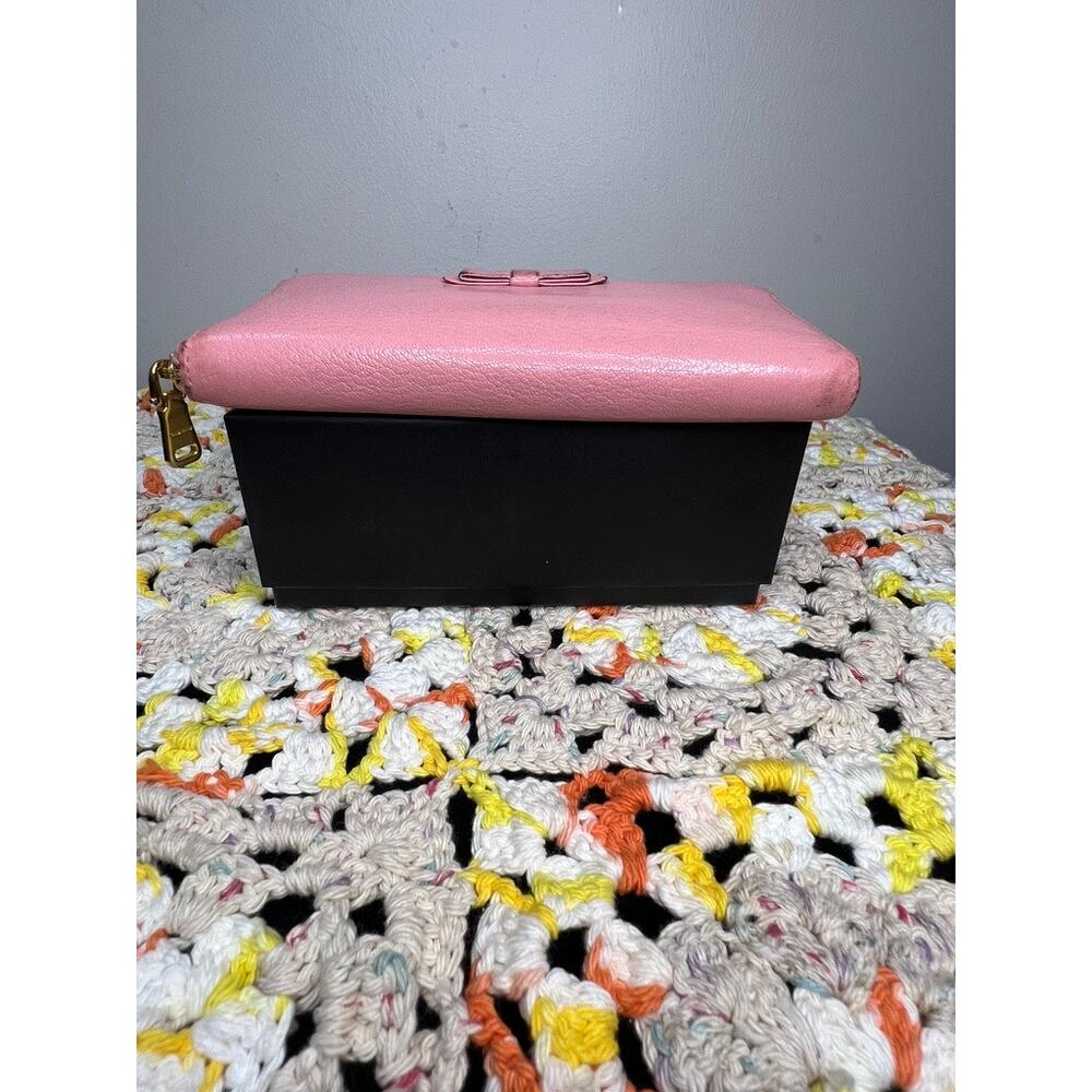 Miu Miu Madras Bicolore Bow Zip Around Wallet Rosa Gemma Pink Authentic - Picture 3 of 16